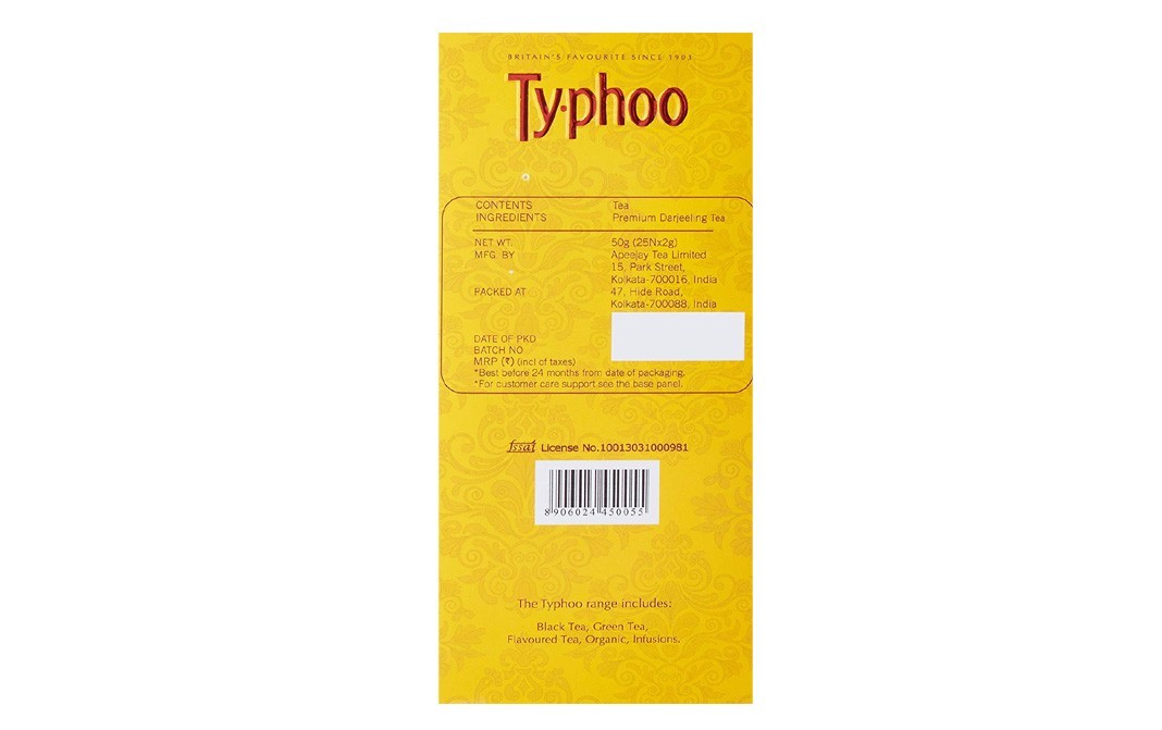 Typhoo Darjeeling Distinctive Black Tea   Box  25 pcs